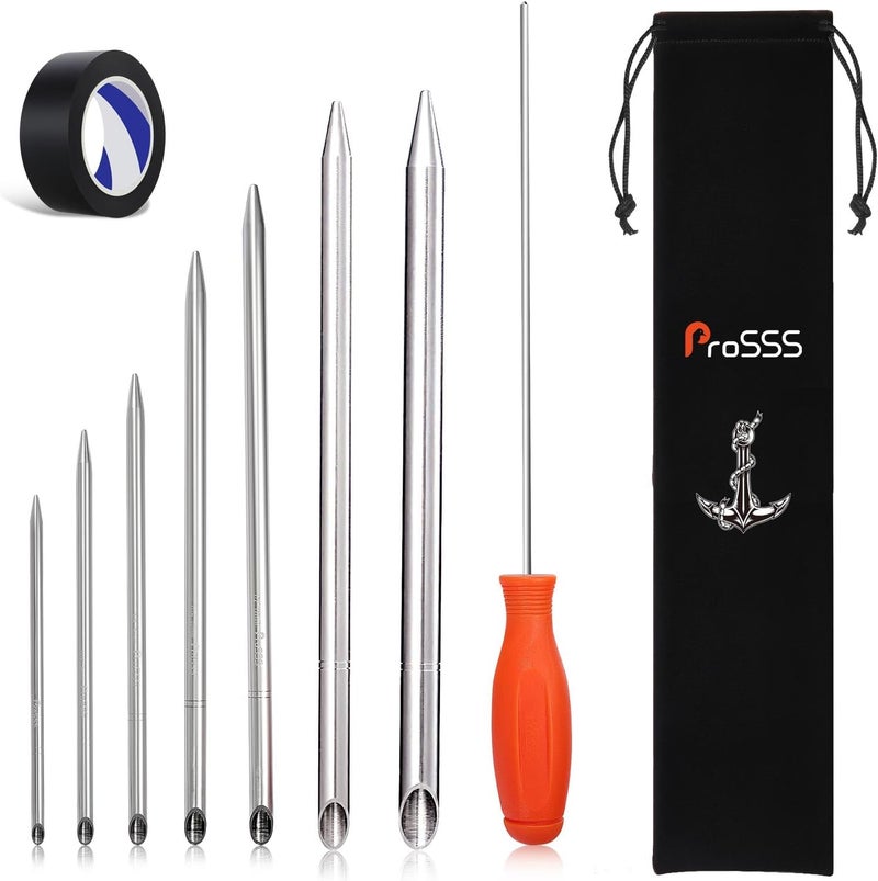 ProSSS Rope Splicing Tool Kit – 7 Sizes (5/32", 7/32", 1/4", 5/16", 3/8",3/8" Large, 1/2") with Pusher, Storage Bag & Black Splicing Tape – Aluminum Fids for Double Boat/Climbing Ropes Rapid Recovery - Image 1